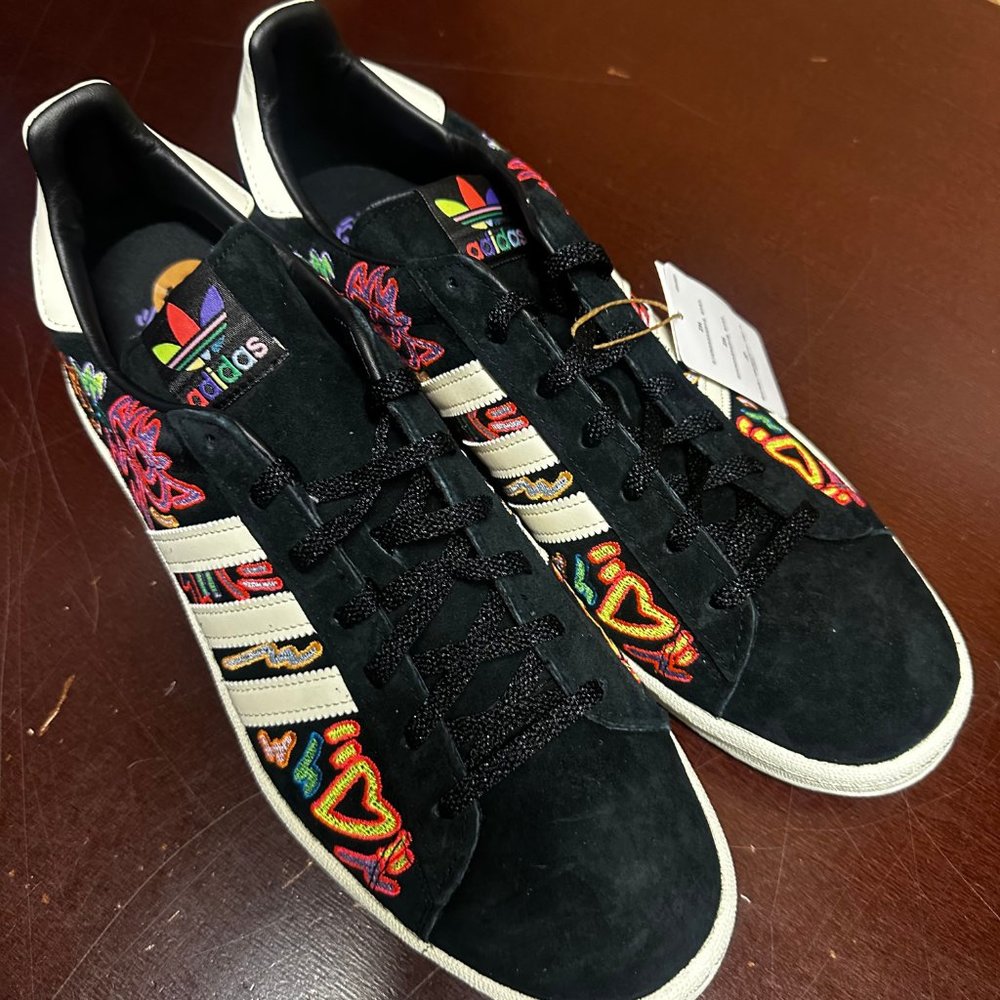 Adidas Mens Black Originals Campus 80s Pride GX6390 Sneaker Shoes Size US 12 - Picture 2 of 6
